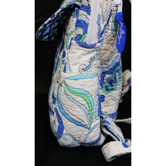 2008 Vera Bradley Mediterranean White Small Mini Backpack Bag Floral Tote Retire main image 6